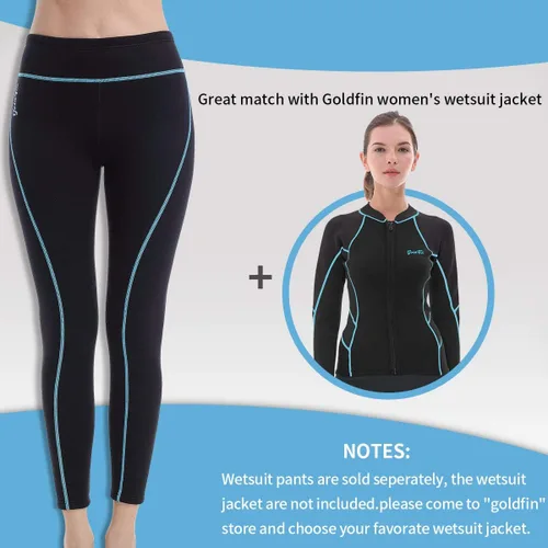 Miniatura 4 de GoldFin pantalones de traje de neopreno para mujer, 2 mm de neopreno, pantalones para mantenerse caliente para aeróbicos acuáticos, buceo, surf