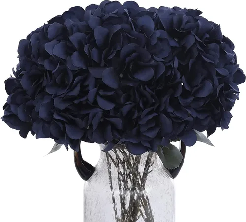 Miniatura 17 de Jim's Cabin Arreglos de hortensias artificiales de seda, 2 ramos con 5 cabezas grandes, ramo de flores falsas para mujeres, dormitorio, boda