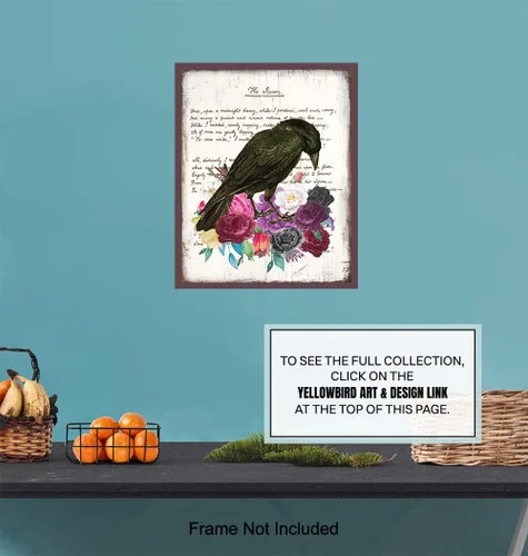 Miniatura 6 de The Raven Edgar Allan Poe Decor – Regalo para medieval, gótico, Wicca, Wiccano, brujería, abanico oculto, mujer, arte de pared gótico – Póster