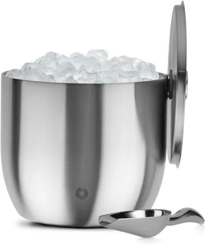 Miniatura 15 de SNOWFOX Cubo de hielo de acero inoxidable con aislamiento al vacío de alta calidad con tapa/pinzas, parte inferior sin goma, accesorios de bar