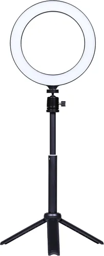 Miniatura 8 de Kenko KL-03RL - Luz LED, trípode compacto, anillo de luz LED de 10 pulgadas, 10 niveles de brillo, brazo fijo para teléfono inteligente incluido