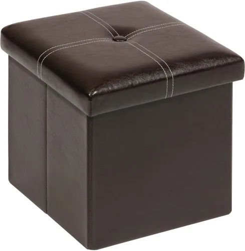Miniatura 8 de B FSOBEIIALEO Otomana de almacenamiento con cuero sintético plegable pequeña cuadrada reposapiés mesa de café negra 11.8"X 11.8" X 11.8