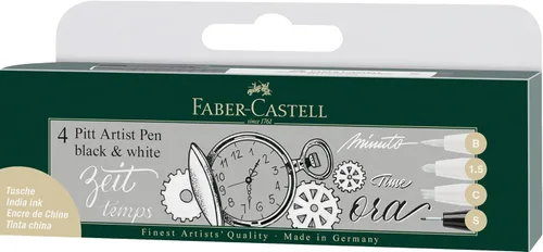 Miniatura 6 de Faber-Castell Art & Graphic Pitt Artist Pen India Ink Pen, negro, billetera de 4, para arte, manualidades, dibujo, bocetos, hogar, escuela