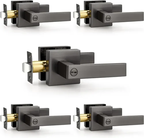 Miniatura 84 de Probrico Paquete de 4 manijas de puerta simuladas en negro mate, manijas interiores que no giran, manijas reversibles resistentes para interiores