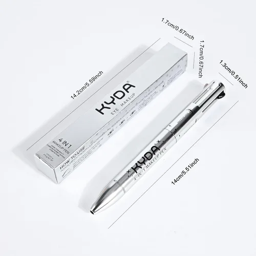 Miniatura 7 de Lápiz de maquillaje de viaje 4 en 1, delineador de ojos en blanco y negro, lápiz de cejas en marrón, resaltador, deslizamiento suave, fácil de C-4