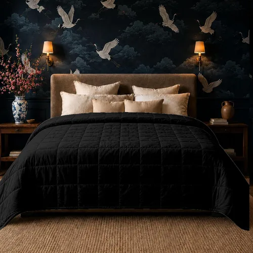 HomeSmart - Manta con peso tamaño King de 20 libras, suave, gruesa, pesada, se adapta a camas estándar y California King, color negro