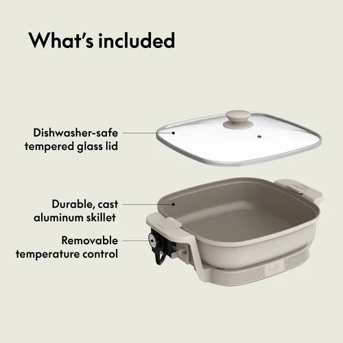 Miniatura 6 de Bella Make & Take Sartén eléctrica, menaje de cocina Fits-anywhere™, revestimiento cerámico EverGood™, tapa de vidrio templado ajustable y apta