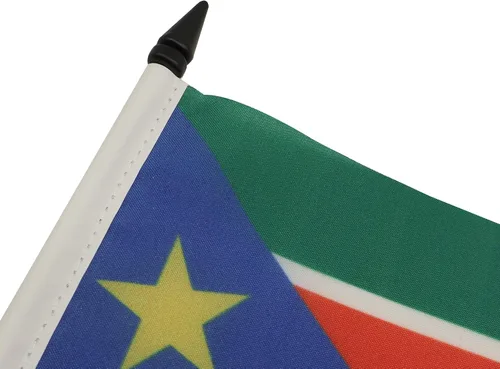 Miniatura 52 de AZ FLAG Sierra Leone Bandera de mesa 5'' x 8'' - Bandera de escritorio de Sierra Leona 21 x 14 cm - Bastón y base de plástico negro