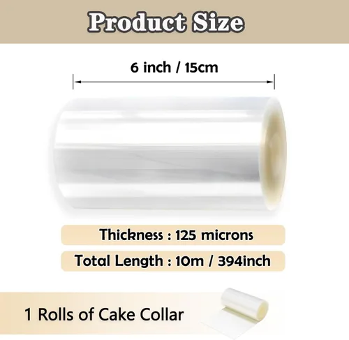 Miniatura 2 de Collares para tartas, rollos transparentes para tartas, 6 x 394 pulgadas, rollo de collar de acetato para manualidades, hoja de acetato