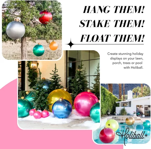 Miniatura 3 de Ornamento Navideño Inflable Holiball – Decoración Definitiva para Interior/Exterior – Reutilizable y Fácil de Almacenar – para Bodas, Fiestas, Plata