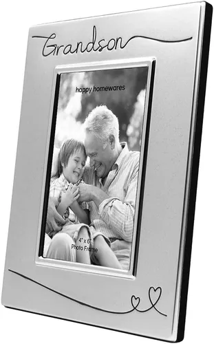 Miniatura 2 de Haysom Interiors Hermoso portarretratos nieto chapado en plata de dos tonos de 4 x 6 pulgadas con terciopelo negro Idea de regalo única y pensada