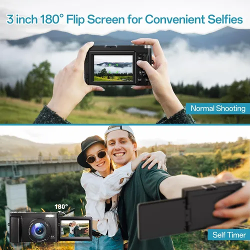 Miniatura 7 de FlyFrost Cámara digital 4K para fotografía, enfoque automático, cámara de vlogging de 48 MP para YouTube con tarjeta SD 16X Zoom digital Cámara