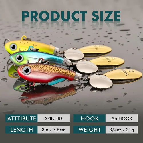 Miniatura 5 de TRUSCEND Cebos Giratorios de Pesca Swim o Jig para Agua Dulce y Salada, Señuelos de Pesca Rooster Tail para Trucha Lubina Lucioperca Crappie Salmón