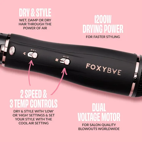 Miniatura 3 de Foxybae Super Styler - Juego de cepillos secadores 4 en 1 - Difusor, cepillo de soplado, barril de rizado de 1.25 pulgadas y cilindro de secado