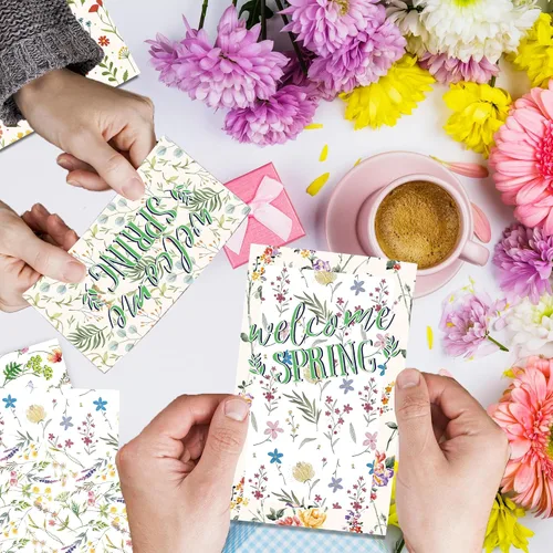 Miniatura 4 de Paquetes de papel con patrón floral, 24 hojas/12 diseños, papel de manualidades de doble cara, cartulinas de flores de primavera de acuarela