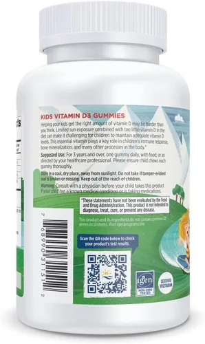 Miniatura 6 de Nordic Naturals Gomitas de vitamina D3 para niños, sandía salvaje Splash - 120 gomitas - 400 UI de vitamina D3 - Salud ósea, inmunidad saludable