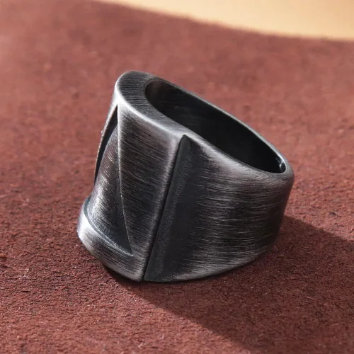 Miniatura 6 de Anillo retro simple vikingo Valknut triangular, nórdico, de acero inoxidable, para hombre, anillo vikingo, joyería de moda, negro, 10