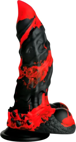 CREATURE COCKS Consolador monstruo Fire Demon para hombres, mujeres y parejas. Firme y flexible, base de succión fuerte, consolador de fantasía,