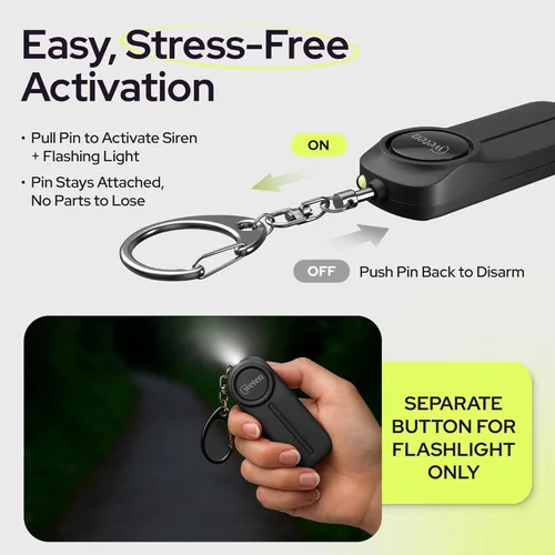 Miniatura 3 de Llavero de Alarma Personal para Mujeres Autodefensa - Dispositivo de Alerta de Silbato de Seguridad Fuerte con Luz LED – Sirena de Mano de Seguridad