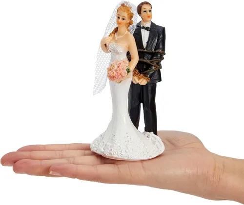 Miniatura 4 de Juvale Divertida decoración para tartas de boda, decoración de figura de novia atada para novio y pareja