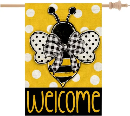 Miniatura 8 de CROWNED BEAUTY Bandera de jardín de abejas de verano de 12 x 18 pulgadas, doble cara para exterior, arpillera de bienvenida pequeña, decoración