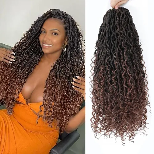 Miniatura 34 de Alicoco Goddess Locs Cabello de Ganchillo 12 Pulgadas 8 Paquetes Rastas Sintéticas de Ganchillo Para Mujeres Rastas Suaves Boho Pre-enrolladas River