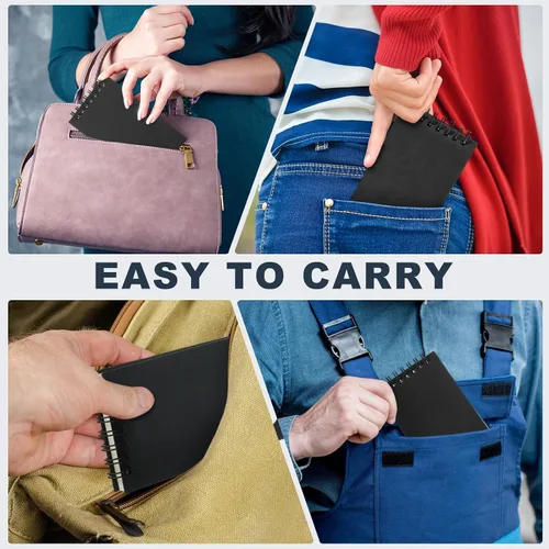 Miniatura 4 de Tenceur 18 piezas de cuadernos de bolsillo pequeños, paquete a granel de 3 x 5 pulgadas, cuadernos en espiral mini con tapa superior, con 120 Negro