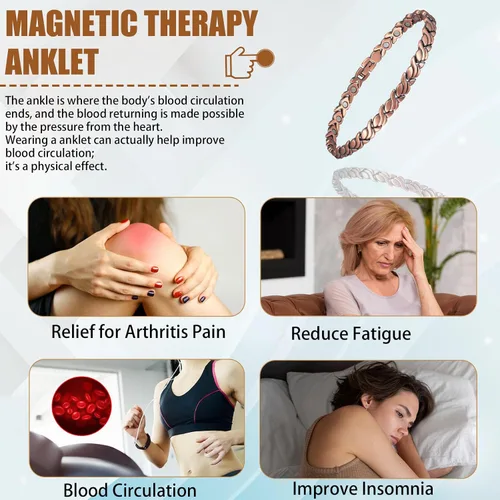 Miniatura 3 de MagVIVACE Tobillera de cobre para mujer para artritis y articulaciones, tobillera de cobre puro, terapia magnética natural para aliviar el dolor