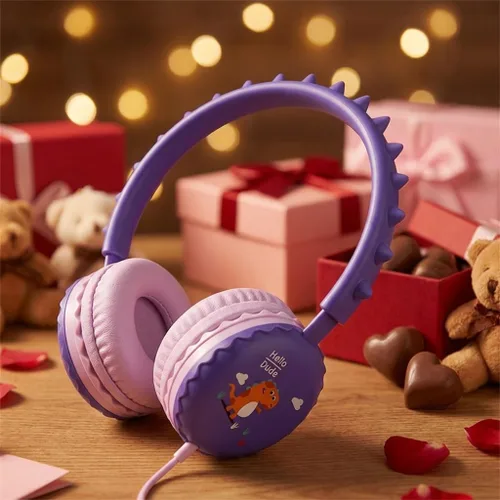 Miniatura 12 de Auriculares Bluetooth con cancelación de ruido para niños, auriculares plegables con forma de orejas de gato y luz LED, auriculares con orejas