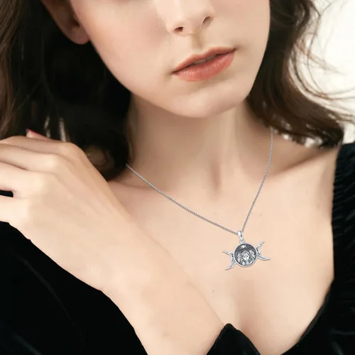 Miniatura 357 de Collar de plata de ley 925 con medalla de San Patrón, colgante de protección católica, amuleto, joyería religiosa para hombres y mujeres