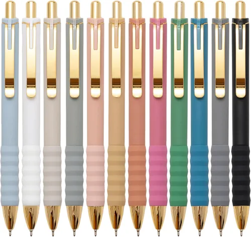 Miniatura 8 de Linbsunne Bolígrafos de punta media de 0.039 in con agarre súper suave para hombres y mujeres, bolígrafos retráctiles