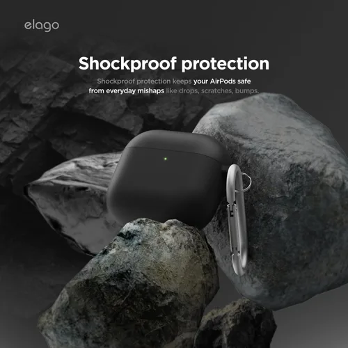 Miniatura 4 de elago Funda híbrida líquida compatible con AirPods 4, compatible con AirPods de 4ª generación, protección de triple capa, llavero incluido, carga