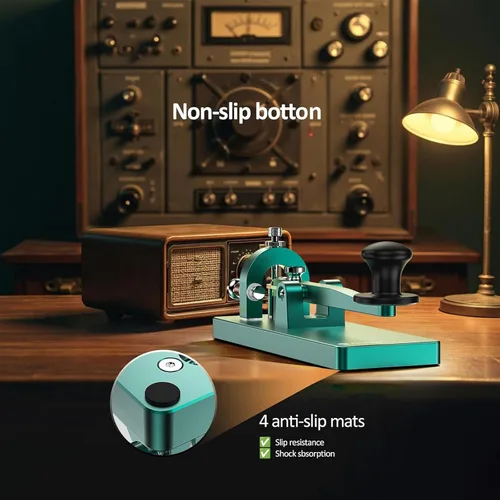Miniatura 4 de Putikeeg CW Telegraph Key - Llave clásica de código morse de acero inoxidable resistente, radioaficionado de onda corta, oscilador de práctica