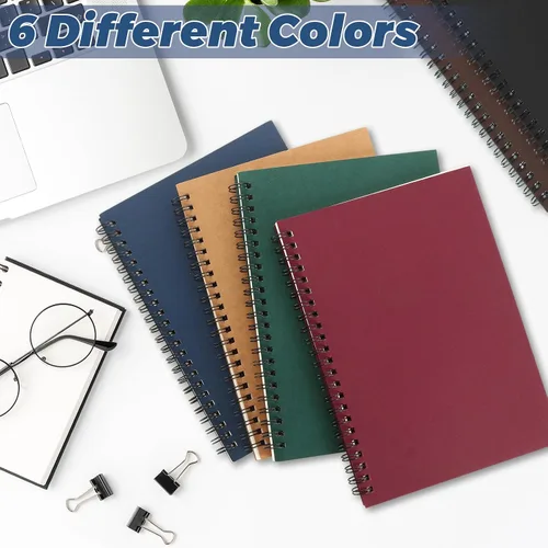 Miniatura 4 de MIVIDE Paquete de 24 cuadernos en espiral A5, 8.3 x 5.7 pulgadas, 6 colores, 120 páginas/60 hojas de tapa dura con espiral, cuaderno de papel