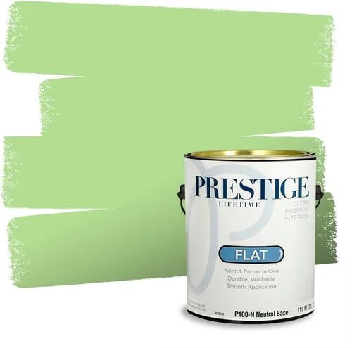 Miniatura 233 de Prestige Paints - Pintura exterior e imprimación en uno, 1 galón, plano, compatibilidad comparable con el color menta «Whipped Mint» de Behr
