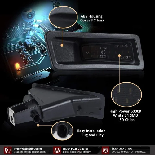 Miniatura 5 de D-Lumina Conjunto de luces LED para placas de coche con lente ahumada compatible con Dodge Ram 1500 2019 2020 2021 2022 2023, luces de etiqueta