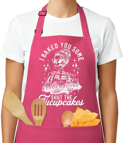 Miniatura 21 de Delantales divertidos para mujeres - Regalo de repostería para mujeres, regalos de Navidad, día de la madre y cumpleaños, perfectos para cocinar