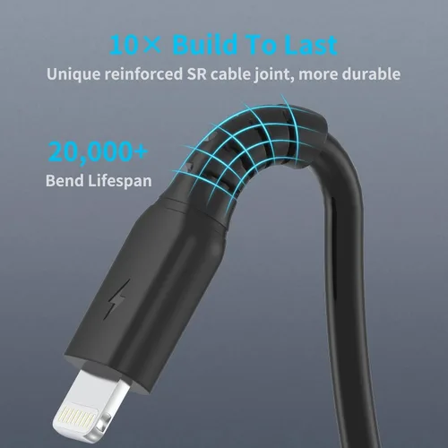 Miniatura 3 de Cable de carga para iPhone de 1 pie, paquete de 5 cables cortos USB A a Lightning de 12 pulgadas, cable de carga Apple certificado MFi de carga