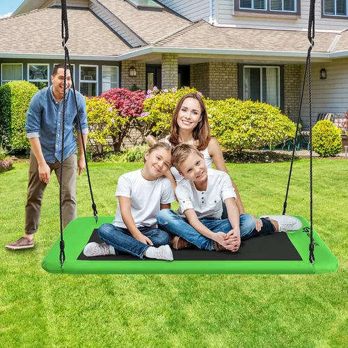 Miniatura 8 de Goplus Columpio de árbol de plataforma gigante de 60 pulgadas para niños y adultos, columpio rectangular ajustable para interiores y exteriores