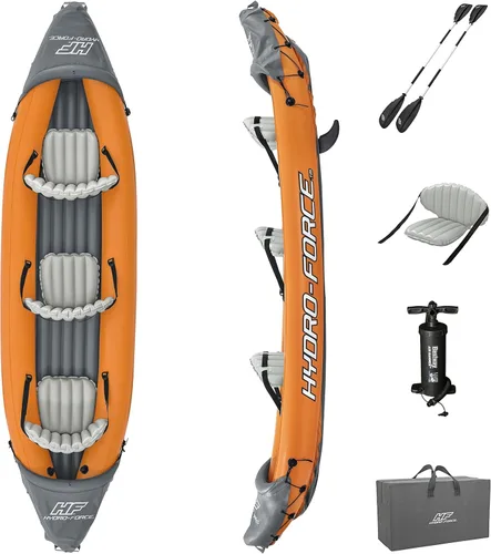 Bestway Hydro-Force Rapid X3 - Juego de kayak inflable de 12 pies 6 pulgadas x 39 pulgadas, se adapta a hasta 3 personas, incluye 2 paletas de