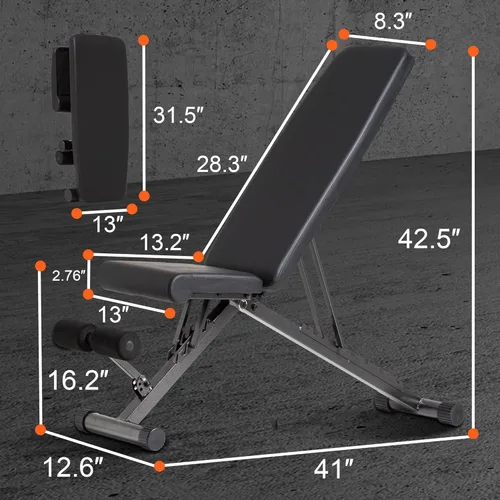 Miniatura 9 de BARWING Adjustable Foldable Portable Weight Bench for Home Gym,700-800LBS Flat Incline Decline Workout Bench for Full Body Workout Easy Assembly for