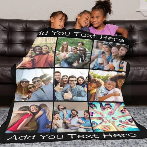 Miniatura 3 de Manta personalizada con fotos, manta personalizada de collage de fotos, regalos para madre, padre, amante, amigo, manta de franela personalizada