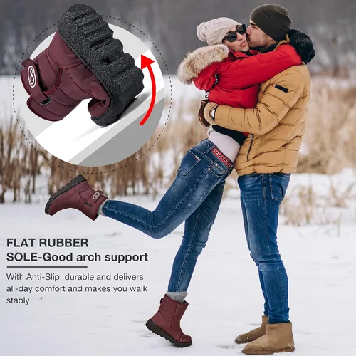 Miniatura 3 de Botas de nieve de invierno para mujer con forro cálido, botines cómodos, antideslizantes, zapatos de plataforma para el exterior, impermeables