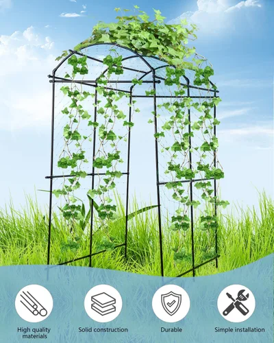 Miniatura 6 de Enrejado de arco de jardín para exteriores, pepino, enrejado arqueado de 7 pies de alto, enrejado grande de calabaza para jardín, cama elevada