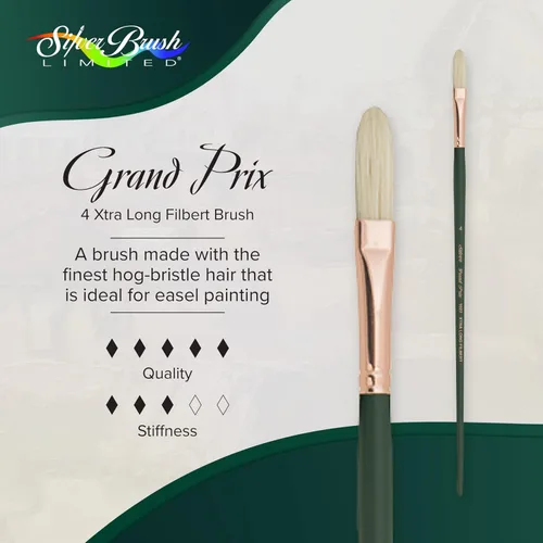 Miniatura 2 de Silver Brush 1027-4 Grand Prix Premier - Cepillo de cerdas de cerdo de mango largo, extra largo, tamaño 4