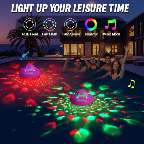 Miniatura 2 de KingSom Altavoz Bluetooth 3 en 1 para piscina con luz de fuente de piscina, altavoz flotante para piscina, altavoces impermeables IP68 para bañera