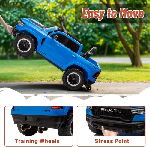 Miniatura 5 de Juguetes de paseo con licencia Ram 1500 para niños de 4 a 8 años, automóvil eléctrico montable para niños con control remoto, con batería y llave