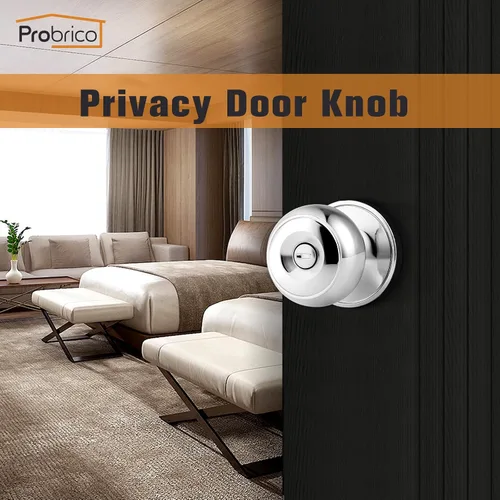 Miniatura 2 de Probrico - Pomo de puerta de privacidad con acabado de cromo pulido, cerradura de puerta interior para baño/dormitorio, manija de perilla redonda