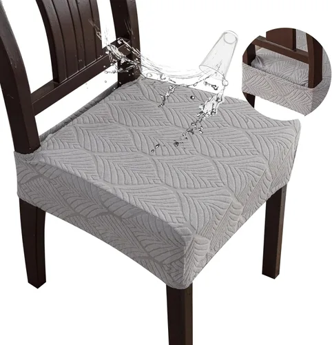 Miniatura 21 de Fundas de asiento para silla de comedor, extraíbles y lavables, juego de 2, fundas de cojín de asiento de silla de jacquard, protectores