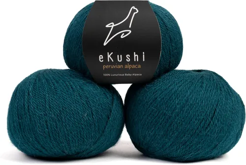 Miniatura 50 de 100% Hilo de Alpaca para Bebé para Tejer y Ganchillo - Juego de 3 Madejas de Hilo Premium DK - Ligero, Hipoalergénico y Térmico Hecho en Perú - N010